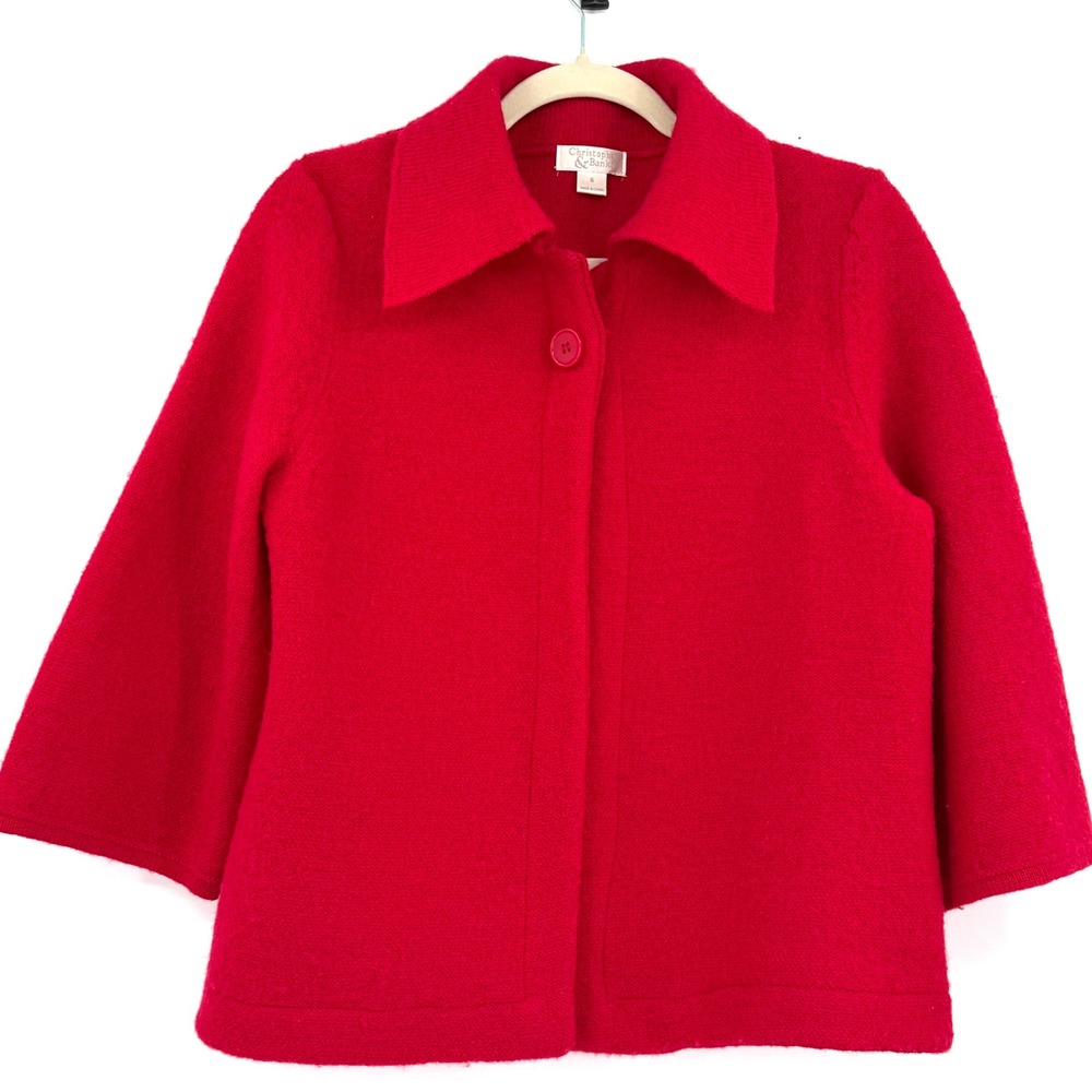 Christopher & Banks Womens Vintage Red 100% Wool Single Button Cardigan Jacket S